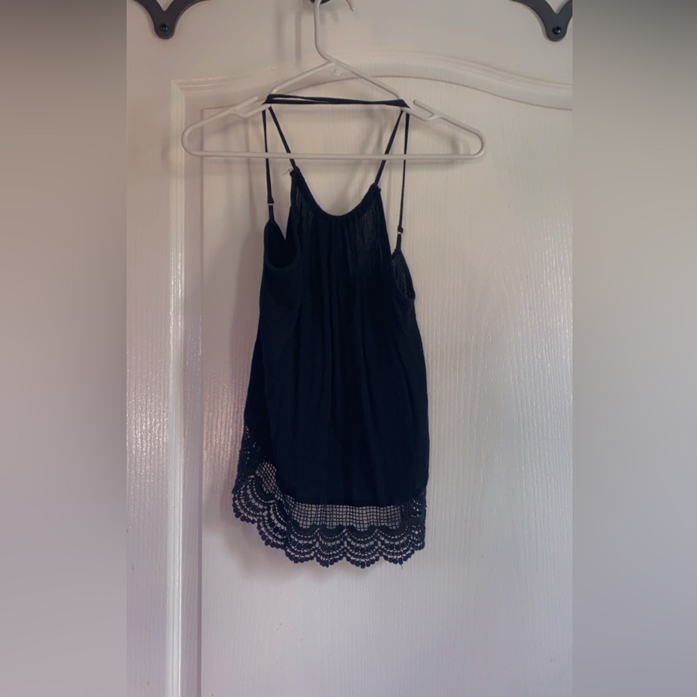 Elegant Black Lace Trim Women's Top